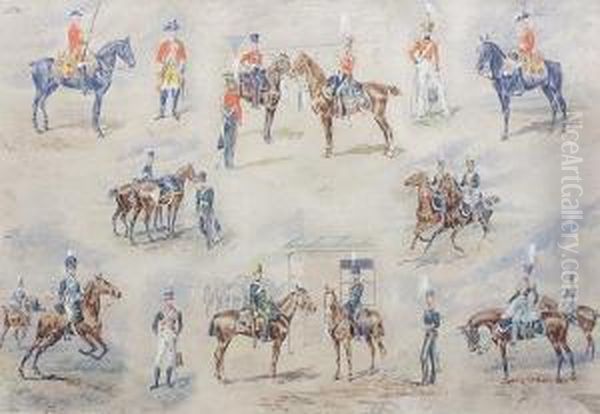 A Cavalry Regiment Oil Painting by Reginald Wymer