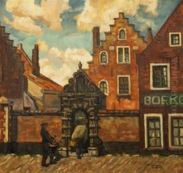 In Front Of The House Oil Painting by Prochazka Frantisek Xaver