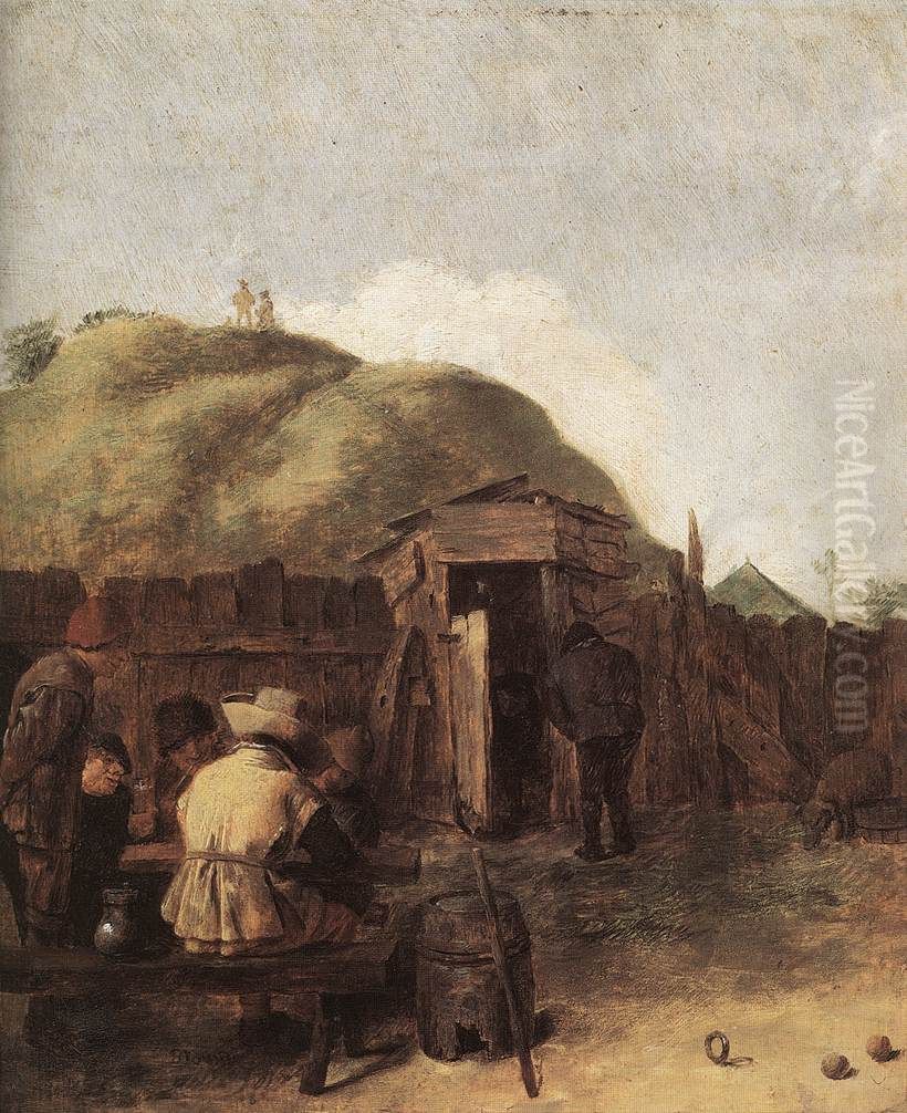 Seated Drinkers Oil Painting by Adriaen Brouwer