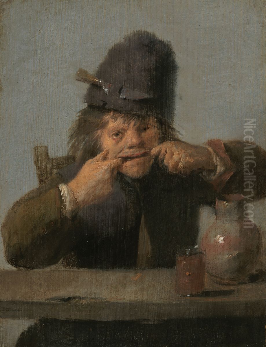 Youth Making a Face Oil Painting by Adriaen Brouwer