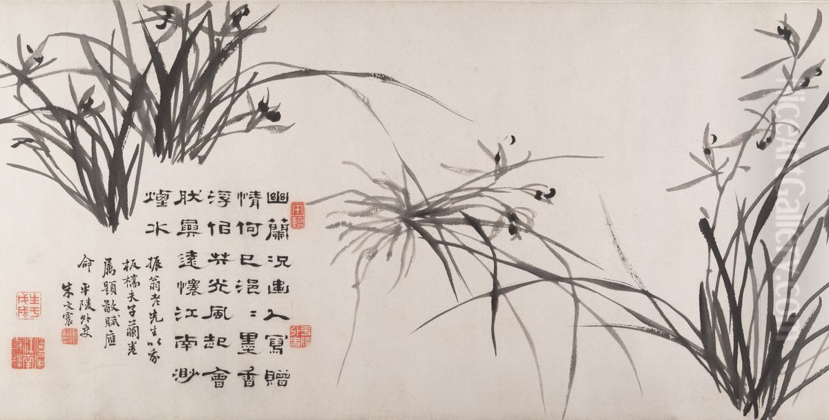 Orchids And Bamboo Oil Painting by Zheng Xie