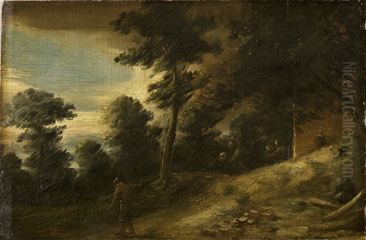 Twilight Landscape Oil Painting by Adriaen Brouwer