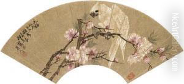 Plum Blossom And Parrot Oil Painting by Ren Xun