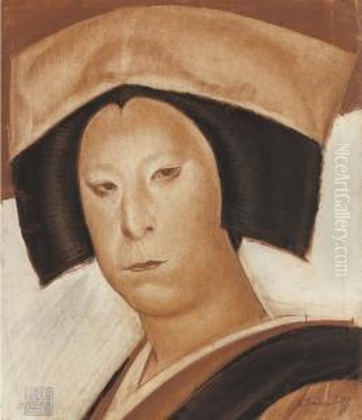 Nakamura Utaemon Oil Painting by Aleksandr Evgen'evich Iakovlev