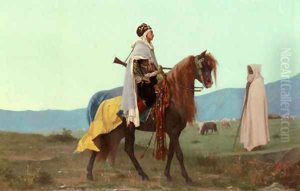 An Arab Horseman Oil Painting by Gustave Clarence Rodolphe Boulanger