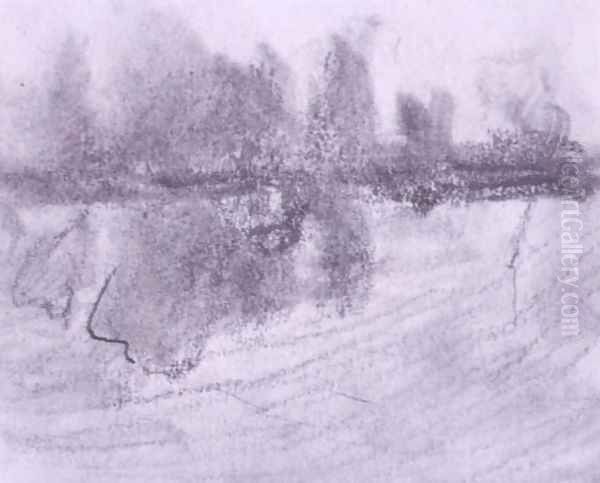 A Group of Trees Reflected in Water Oil Painting by Hercules Brabazon Brabazon