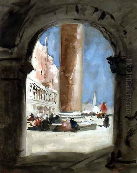 The Column of St.Mark's, Venice Oil Painting by Hercules Brabazon Brabazon