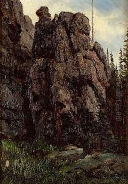 Rochers Et Sapins Oil Painting by Nikolai Aleksandrovich Yaroshenko
