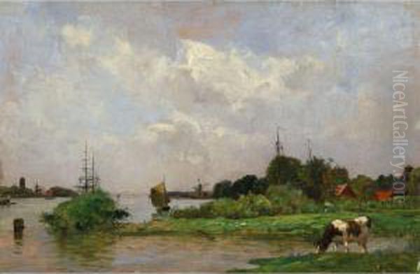 Landscape Of Estuary Oil Painting by Edmond Charles Joseph Yon