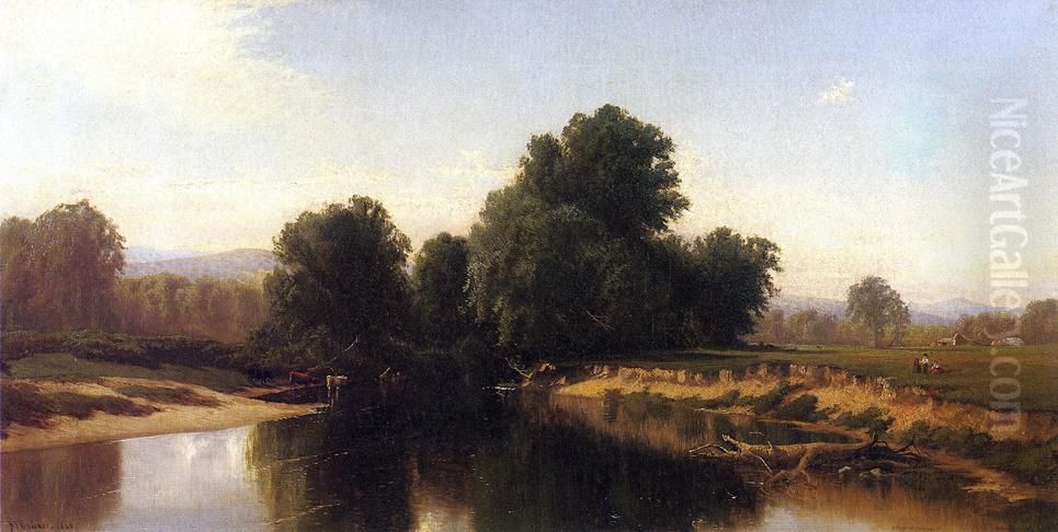 Cattle by the River Oil Painting by Alfred Thompson Bricher