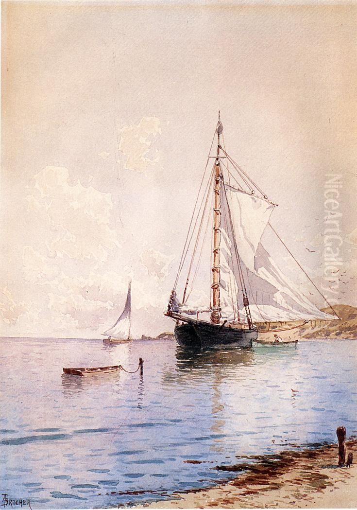 Drying the Main at Anchor Oil Painting by Alfred Thompson Bricher