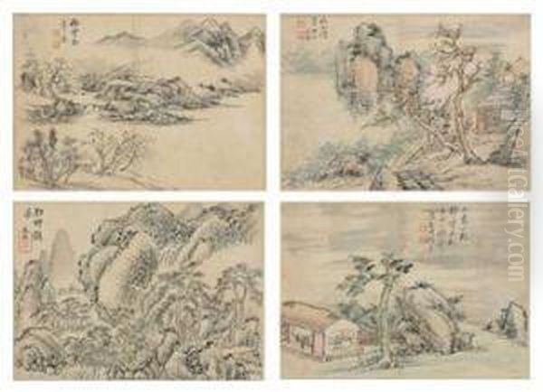 Landscapes After Old Masters Oil Painting by Wang Yuan
