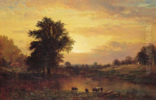Sunset in the Catskills Oil Painting by Alfred Thompson Bricher