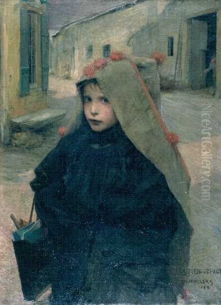 Going to School Oil Painting by Jules Bastien-Lepage