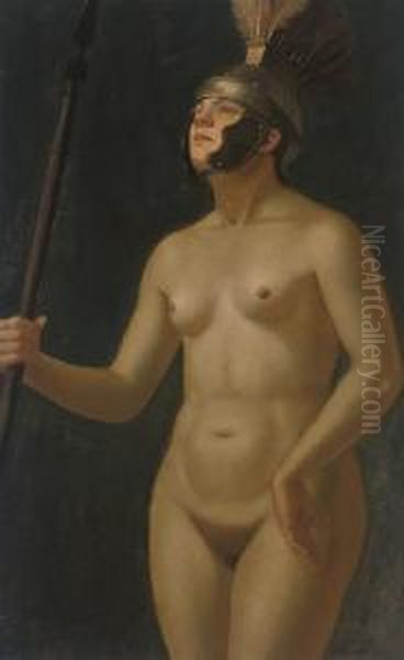 Amazonian Warrior Oil Painting by Otto Zahradnik