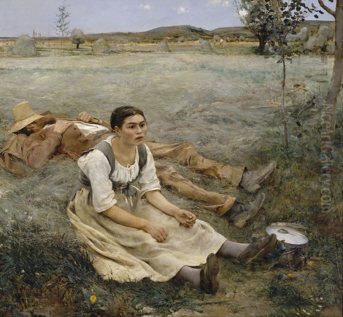 Les Foins Oil Painting by Jules Bastien-Lepage