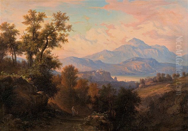Italian Landscape Oil Painting by Albert Zamett