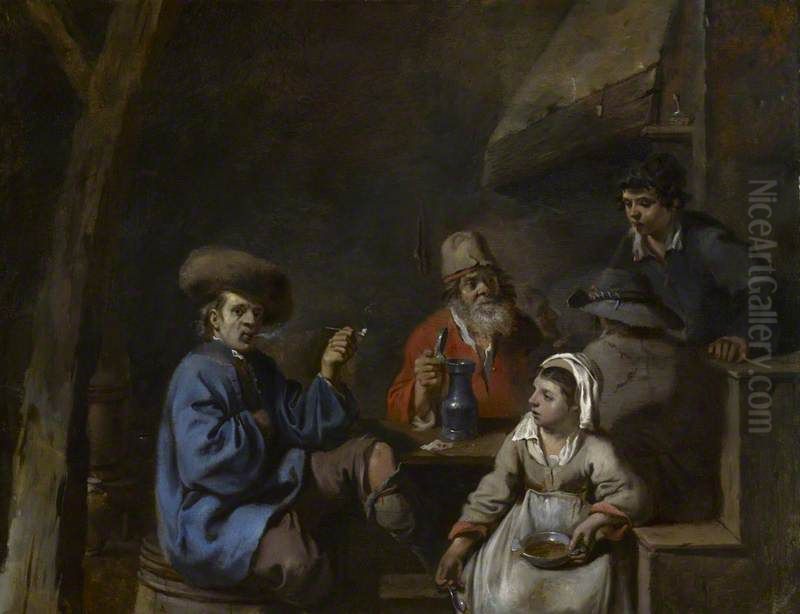 Interior of an Inn Oil Painting by Sebastien Bourdon