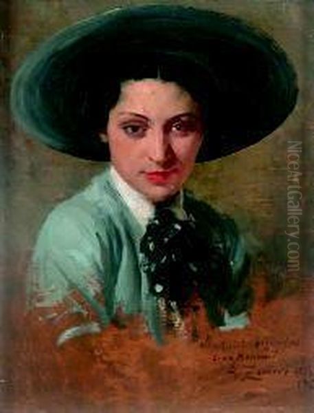 Ritratto Di Lina Bonomi Oil Painting by Arturo Zanieri