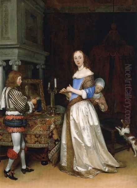 A Lady At Her Toilette Oil Painting by Gerard Ter Borch