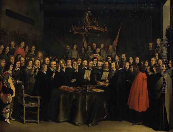 The Ratification of the Treaty of Munster, 15 May 1648 Year 1648 Oil Painting by Gerard Ter Borch
