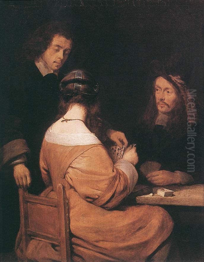 Card-Players Oil Painting by Gerard Ter Borch