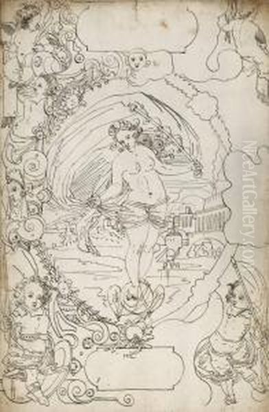 Scheibenriss Mit Fortuna Auf Der Kugel Oil Painting by Johannes Zeender