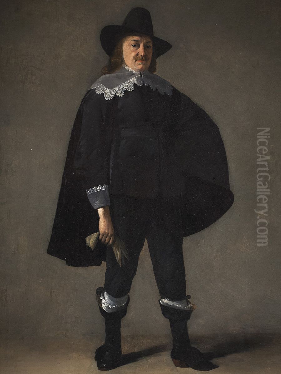 Portrait of a Gentleman in Black Oil Painting by Gerard Ter Borch