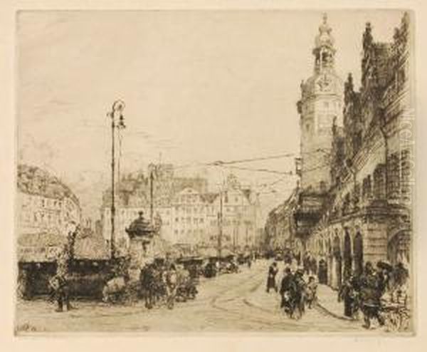 Altes Rathaus Inleipzig Oil Painting by Walter Ernst Zeising