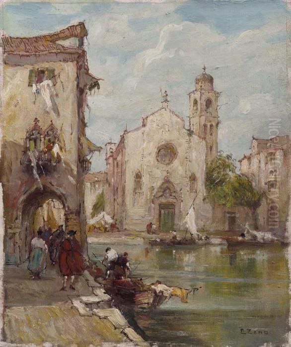 Scena Veneziana Oil Painting by E. Zeno