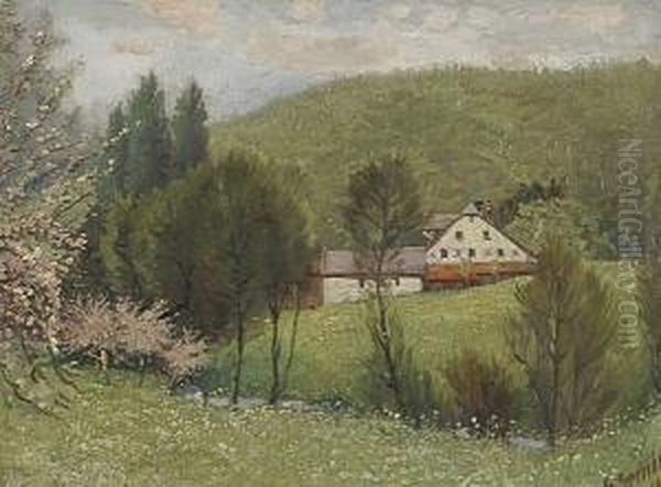Muhle Im Odenwald Oil Painting by Heinrich Zernin