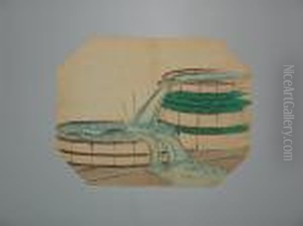 Format Uchiwa Oil Painting by Zeshin Shibata