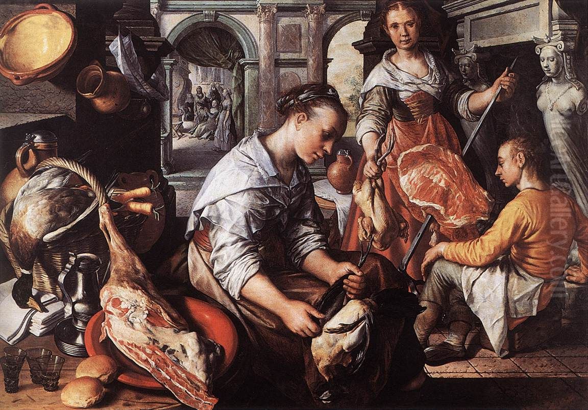 Christ in the House of Martha and Mary Oil Painting by Joachim Beuckelaer