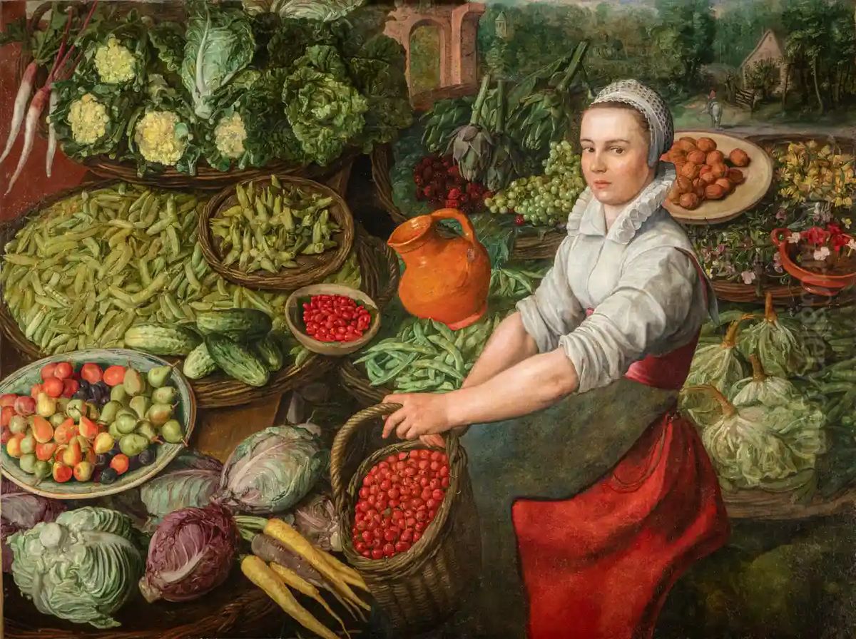 The Vegetable Seller Oil Painting by Joachim Beuckelaer