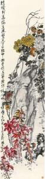 Yunhe - Autumn Flowers And Rock Oil Painting by Zhao Yunhuo