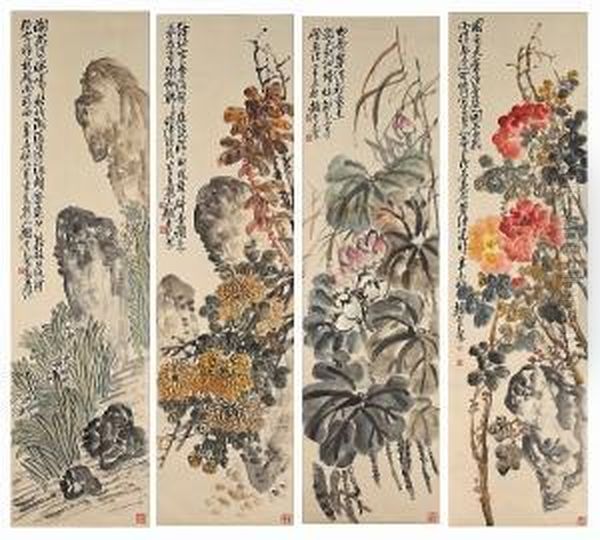 Flowers Of The Four Seasons Oil Painting by Zhao Yunhuo