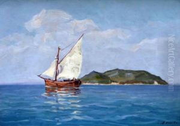 Sailboat Oil Painting by Mario Zhekov