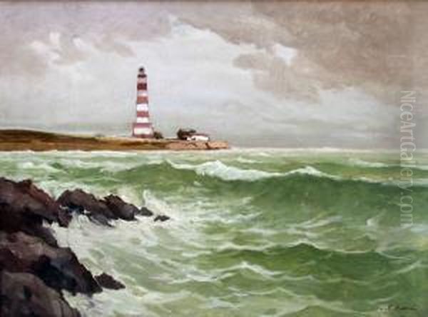 The Lighthouse At Shabla Oil Painting by Mario Zhekov