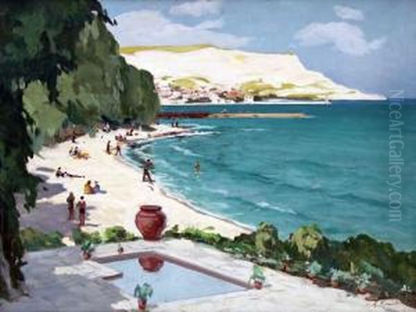 The Palace In Baltchik Oil Painting by Mario Zhekov