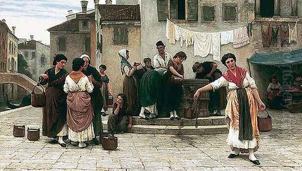 Am Brunnen (At the Well) Oil Painting by Eugene de Blaas