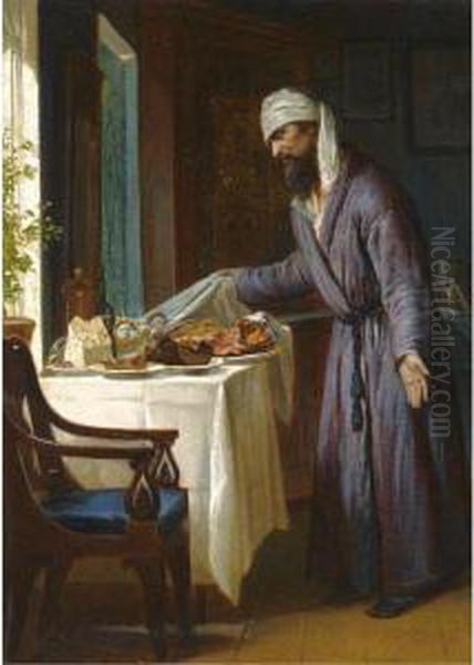 Easter Feast Oil Painting by Firs Sergeevich Zhuravlev