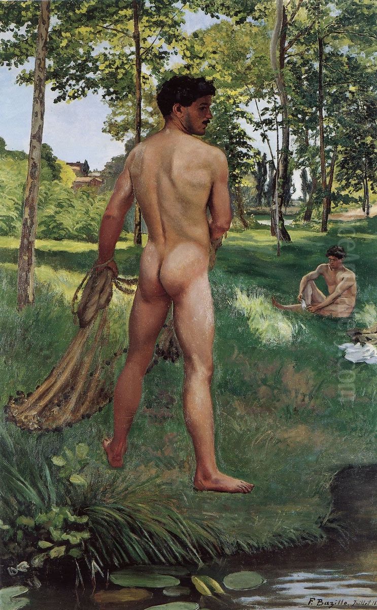 Fisherman with a Net Oil Painting by Frederic Bazille