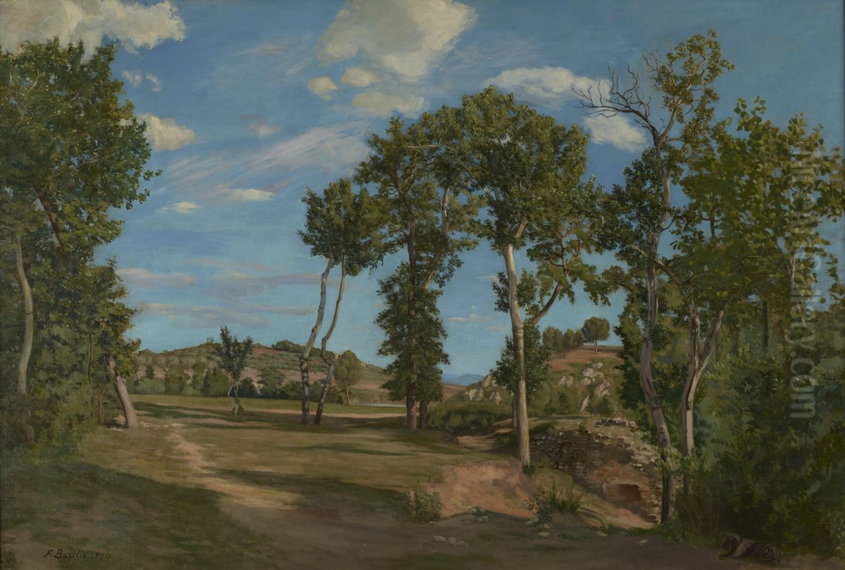 Paysage au Bord du Lez Oil Painting by Frederic Bazille