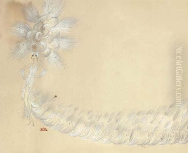 Mistinguett Oil Painting by Louis Gaudin Zig