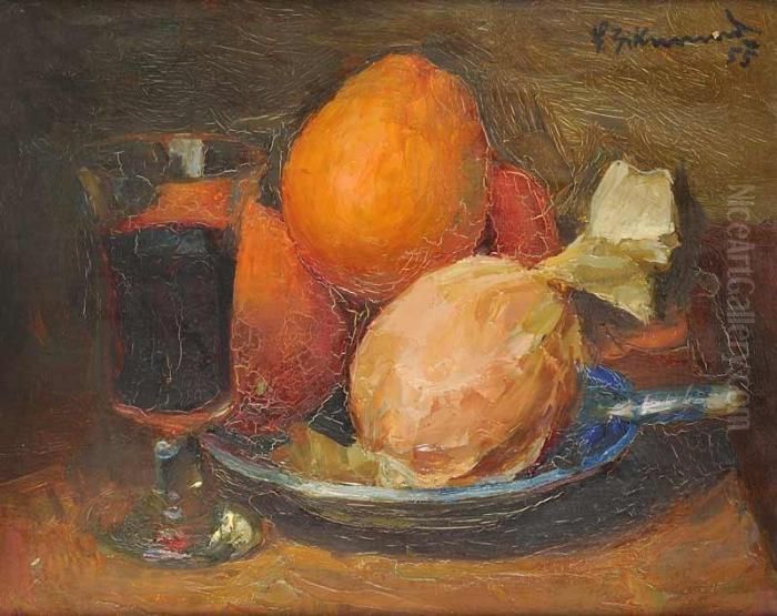 A Still Life With Fruit Oil Painting by Frantisek Zikmund