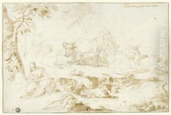 Madonna And Child In A Landscape WithAnimals Oil Painting by Domenico Bernardo Zilotti