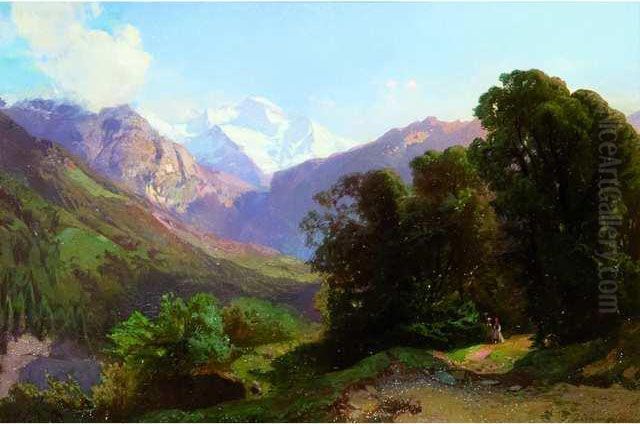 Vue De La Jungfrau Oil Painting by Friedrich Zimmermann