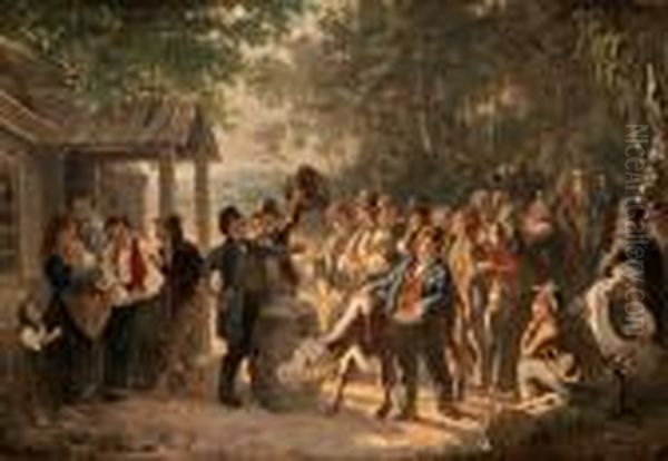 Utmatningsauktion I Smaland Oil Painting by Kilian Christoffer Zoll