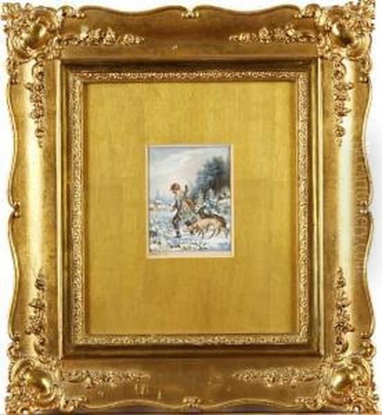 Jagare Med Hundar Oil Painting by Kilian Christoffer Zoll