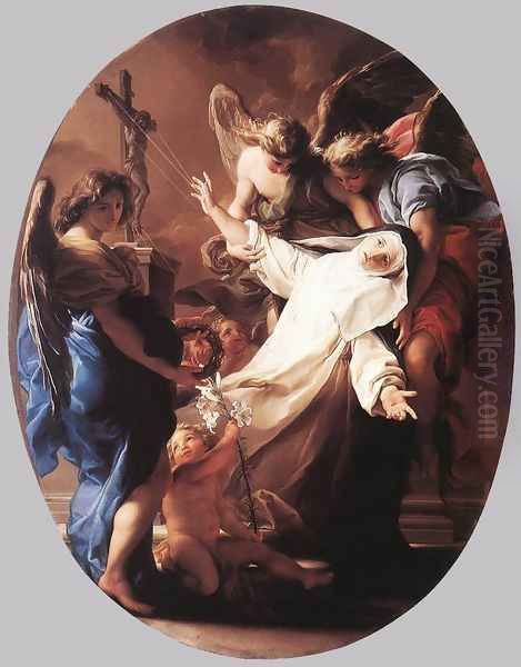 The Ecstasy Of St Catherine Of Siena 1743 Oil Painting by Pompeo Gerolamo Batoni